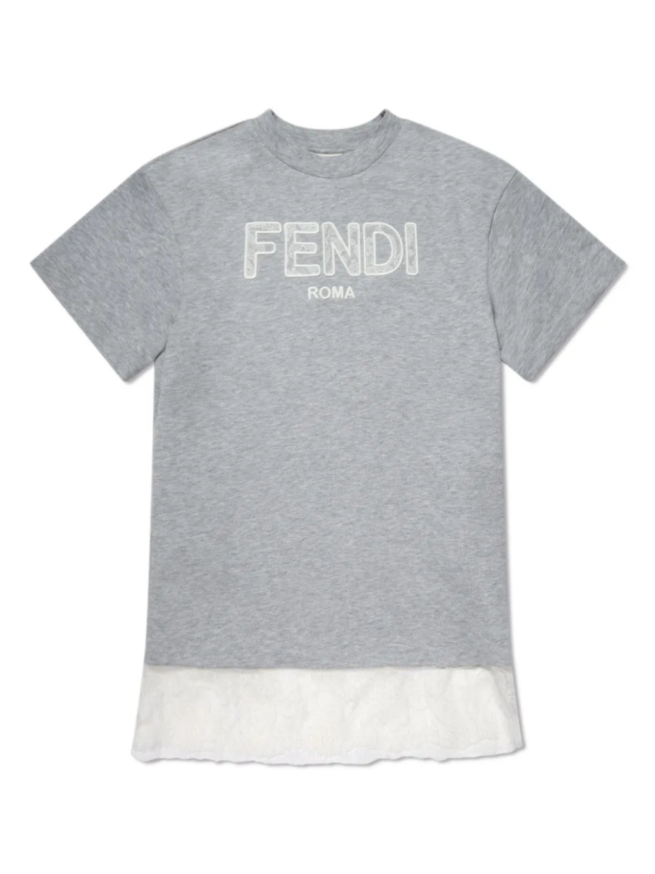 

Платье-футболка с вышитым логотипом Fendi Kids, серый