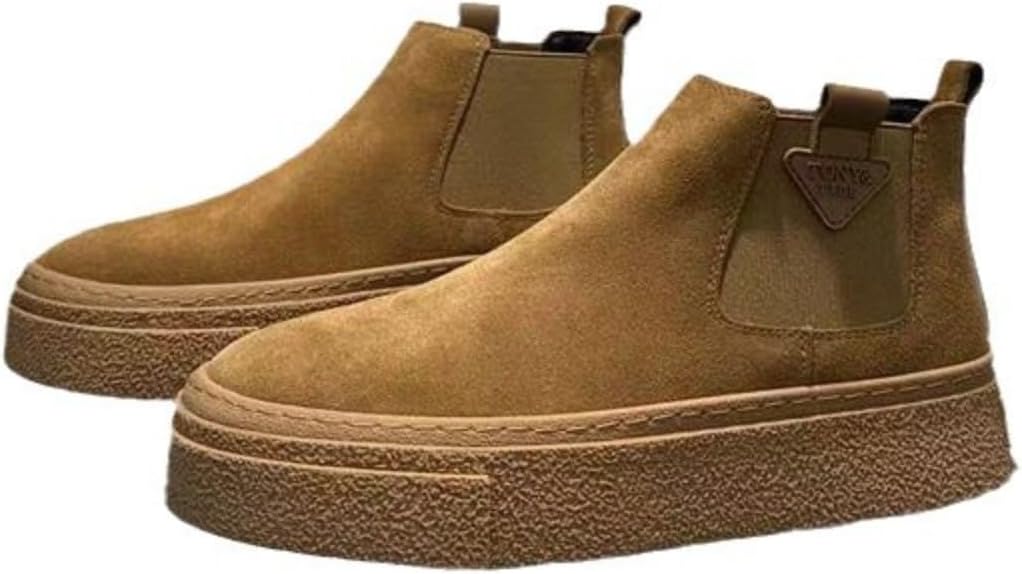 

Мужские ботинки слипоны на щиколотку с массивной платформой, Высокие повседневные туфли с толстой подошвой для ежедневной носки Azttoztto, хаки