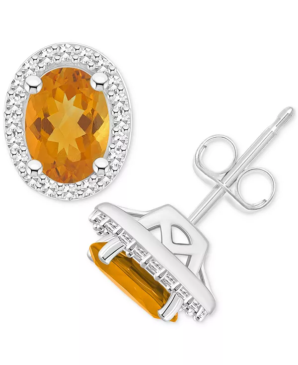 

Серьги-Гвоздики с ореолом из серебра 925 пробы с аметистами (1-5/8 карата) и бриллиантами (1/5 карата) (также с цитринами, гранатами, перидотами и голубыми топазами) Macy'S, citrine