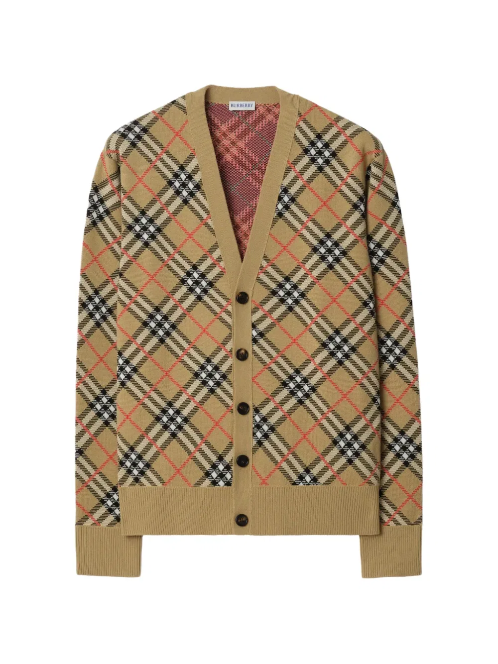 Кардиган Burberry в клетку, с пуговицами, бежевый