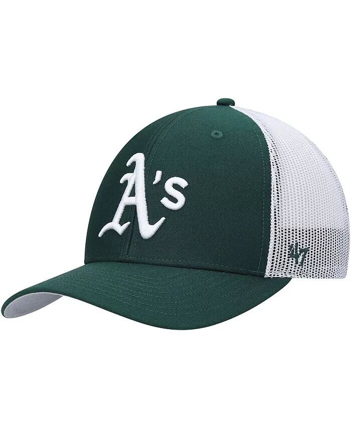 

Мужская зелено-белая кепка с логотипом Oakland Athletics Primary Logo Trucker Snapback '47 Brand