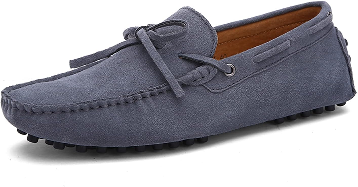 

Мужские повседневные мокасины на шнуровке с узлом, замшевые кожаные лоферы для вождения, туфли-лодочки LITNERMIA, серый