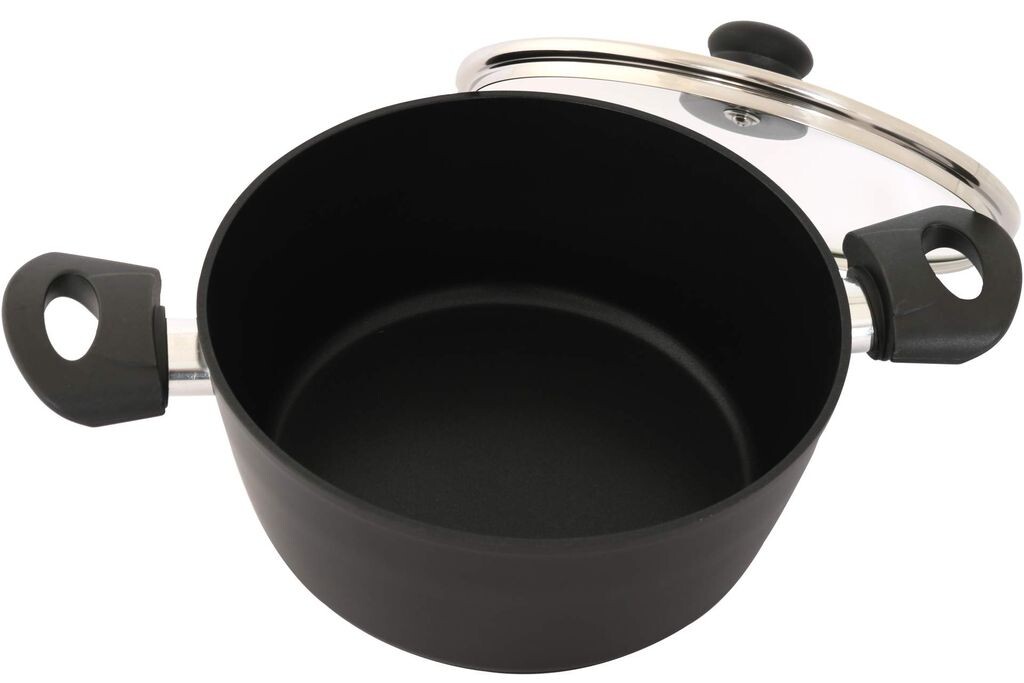 

DESKI алюминиевая кастрюля со стеклянной крышкой 4,3 л, черное 2-слойное покрытие Sonstige, черный