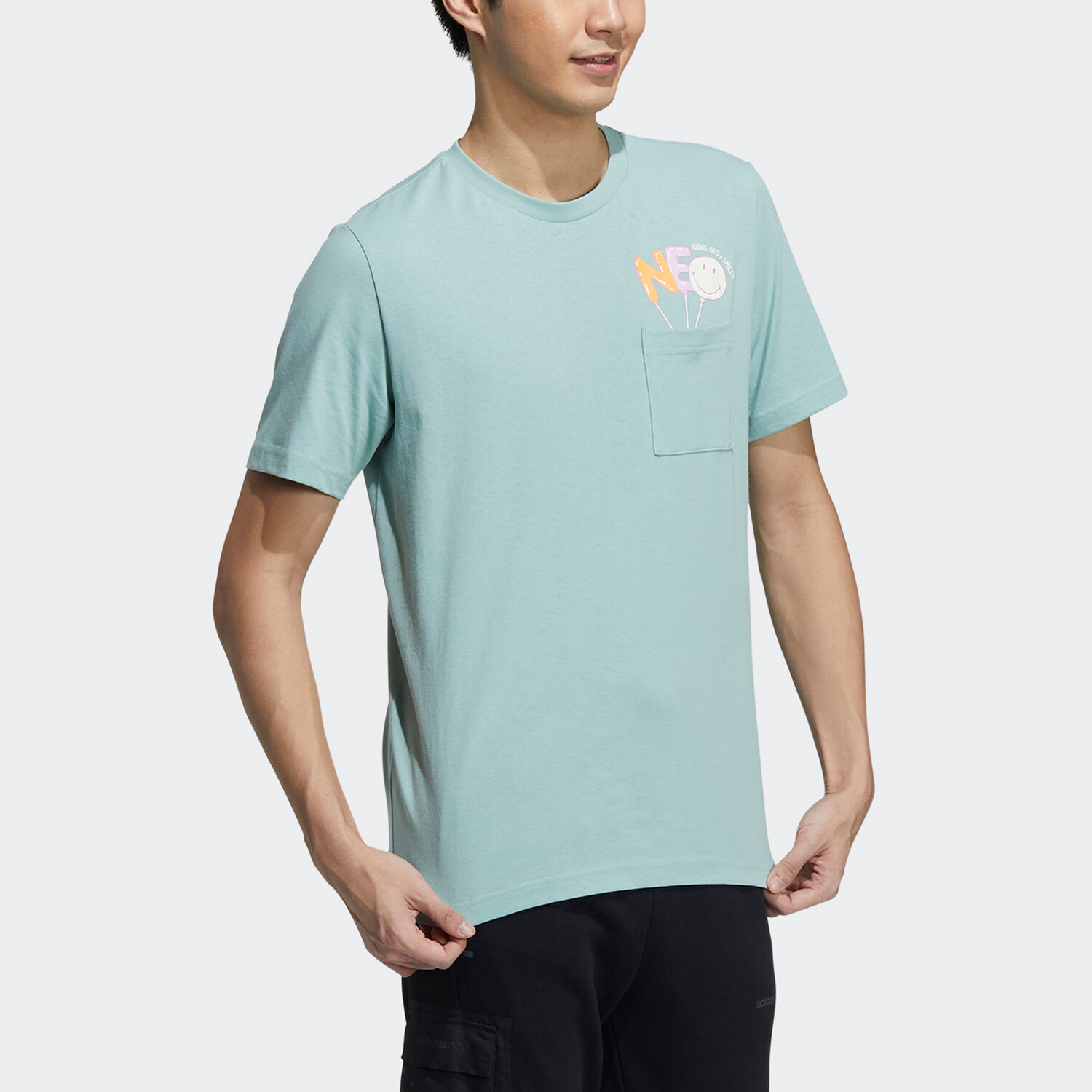 Футболка мужская изумрудная Adidas Neo, цвет Emerald — фото 3