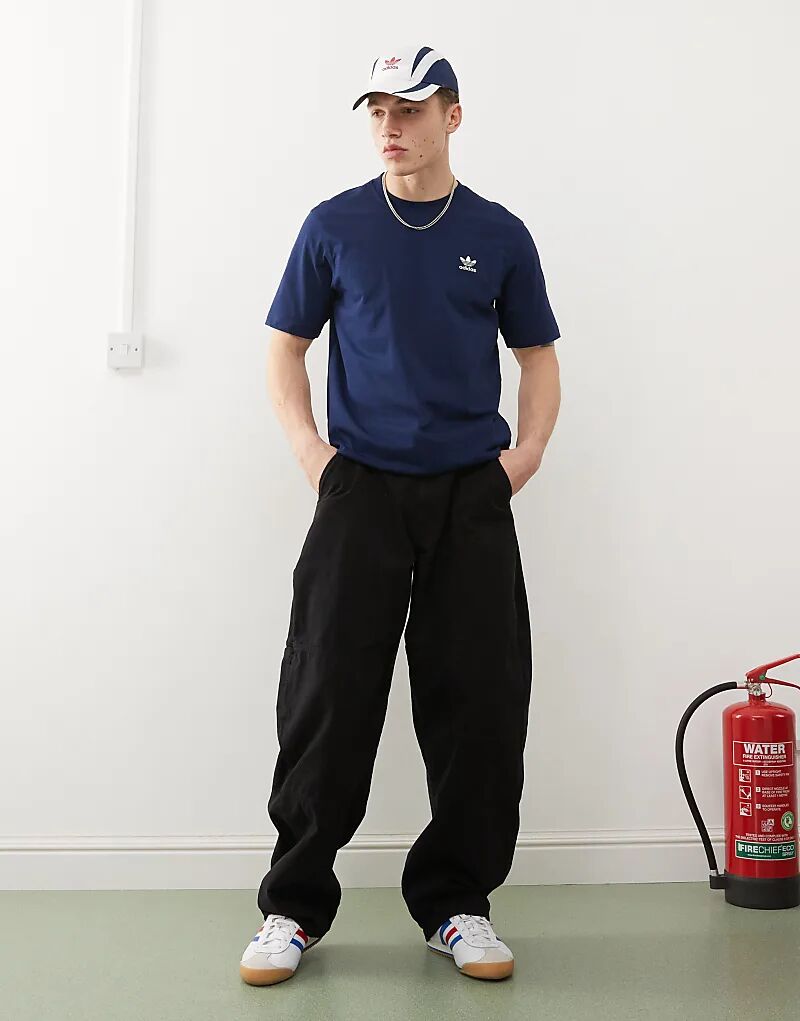Футболка Trefoil Essentials темно-синего цвета adidas Originals — фото 2
