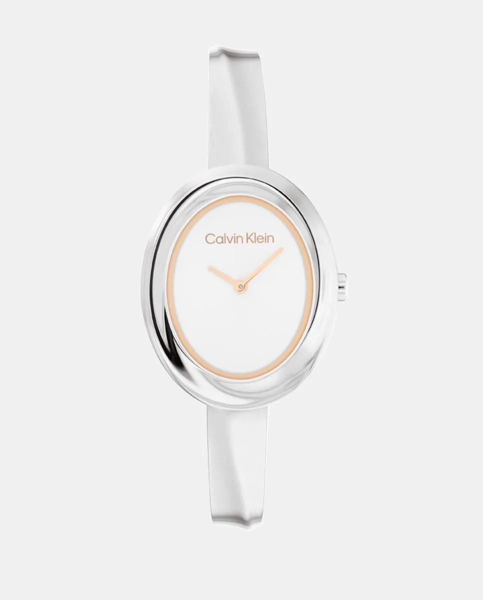 

Часы CK Twisted Bezel 25100055 из серебристой стали Calvin Klein, серебряный