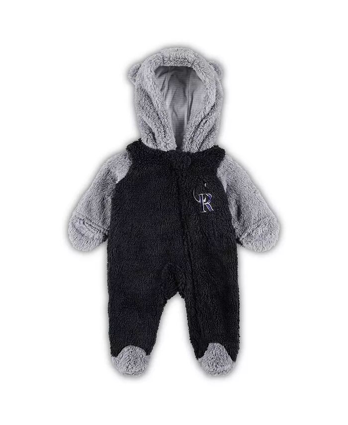 

Новорожденные мальчики и девочки, черный, серый, Colorado Rockies Game Nap Teddy флисовый фланель спальный комплект на молнии Outerstuff
