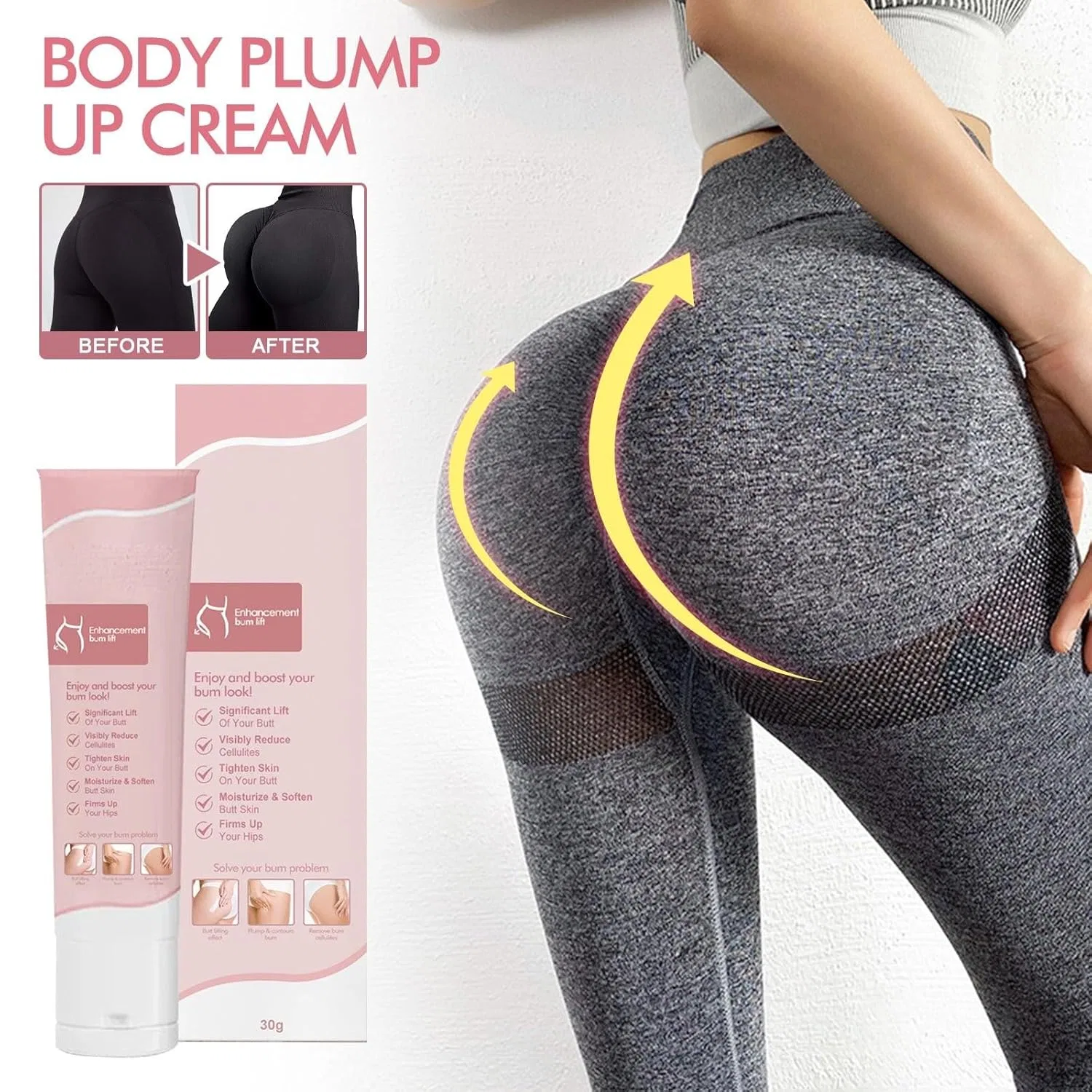 Крем для увеличения ягодиц Hip Lift Up Cream, 11.8 x 4.6 см ‎Iunser, Pink — фото 2