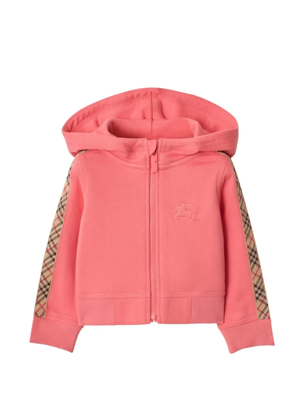 Хлопковая толстовка на молнии с отделкой BURBERRY KIDS, розовый