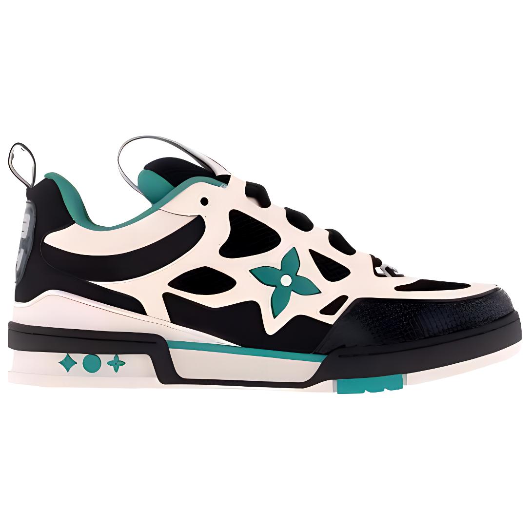 Кроссовки для скейтбординга Skate Low-Top мужские черно-бело-зеленые LOUIS VUITTON — фото 4