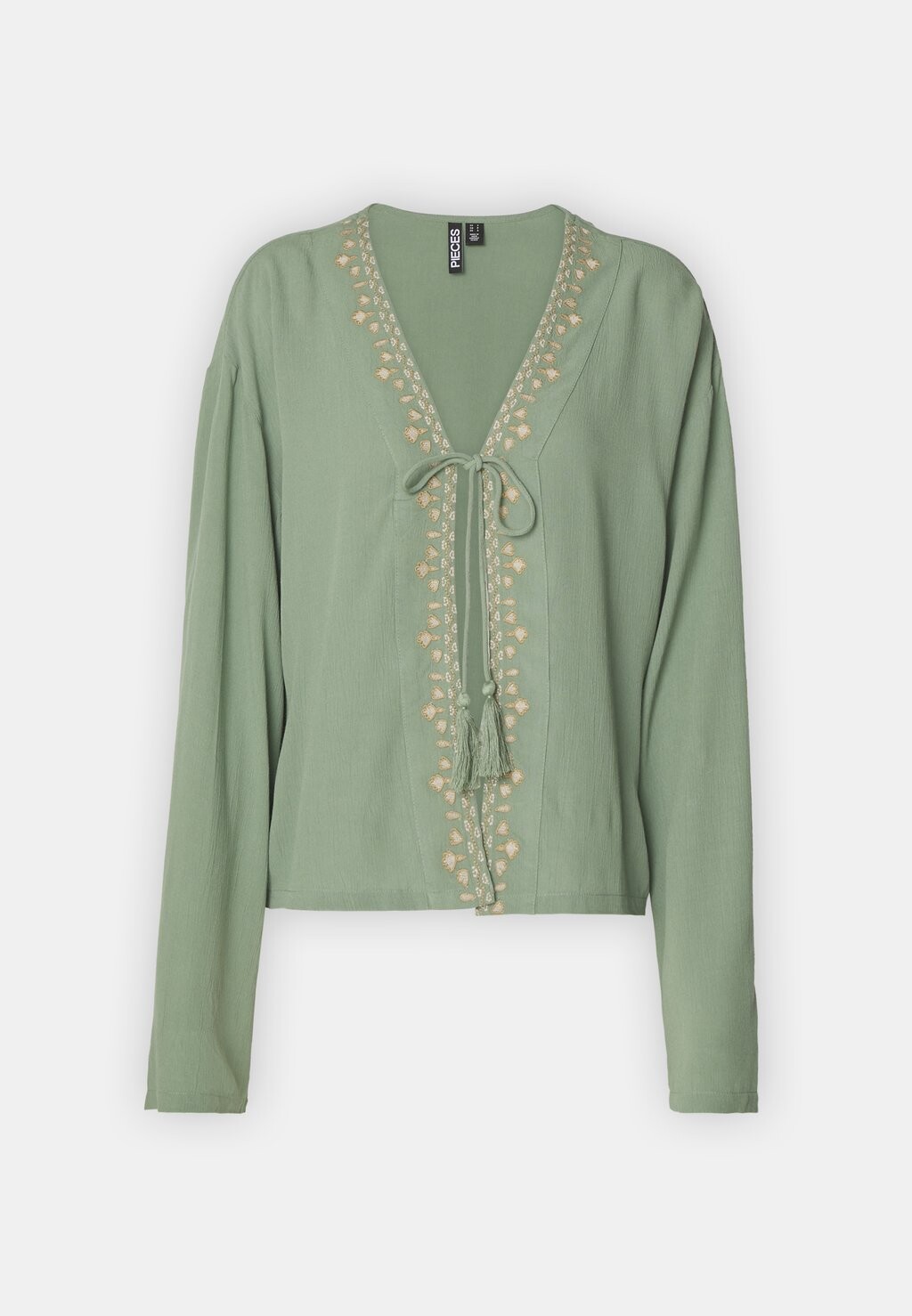 

Блуза PCRAMDA V NECK TIE Pieces, зеленый