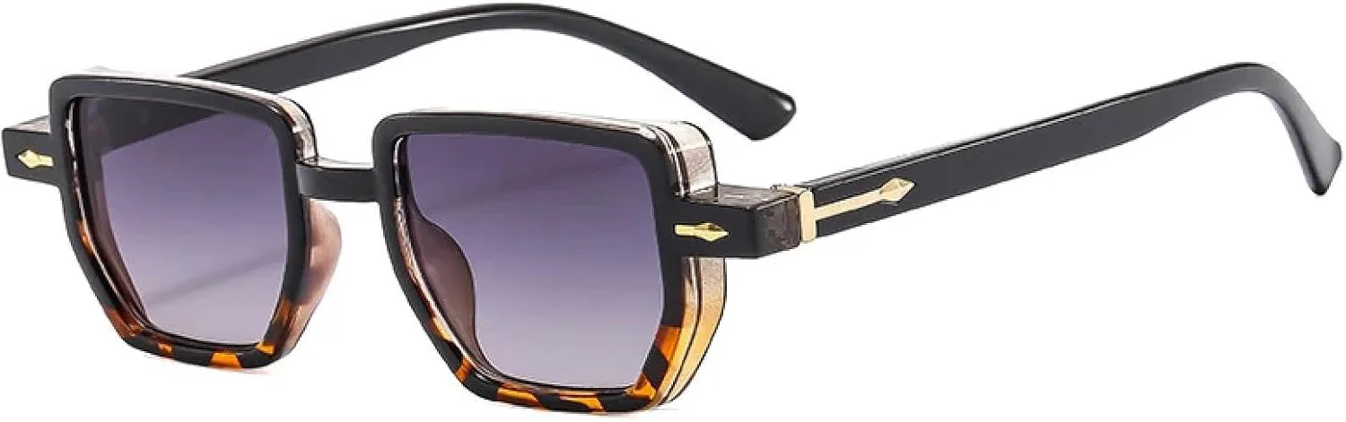 

Ретро-солнцезащитные очки Polygon для женщин, градиентные, с защитой от УФ-излучения UV400, модные, с заклепками, в стиле панк TVTBBVV, Black Leopard Grey