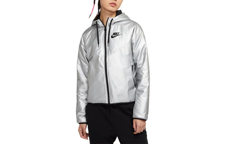 Nike Женская куртка металлик серебристо-черная, Metallic Silver/Black — фото 3