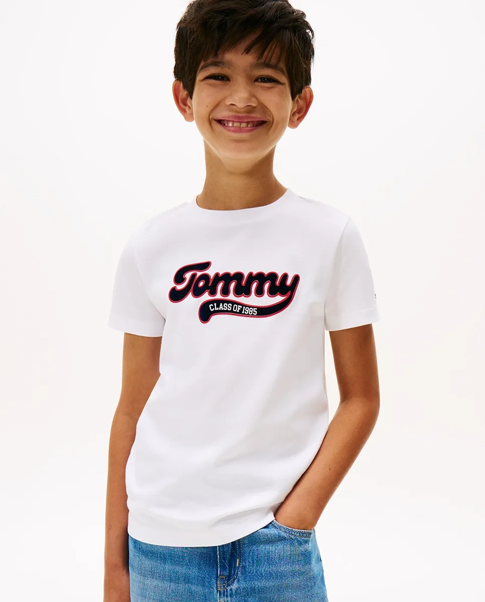 

Детская футболка с коротким рукавом с логотипом Varsity Tommy Hilfiger, белый