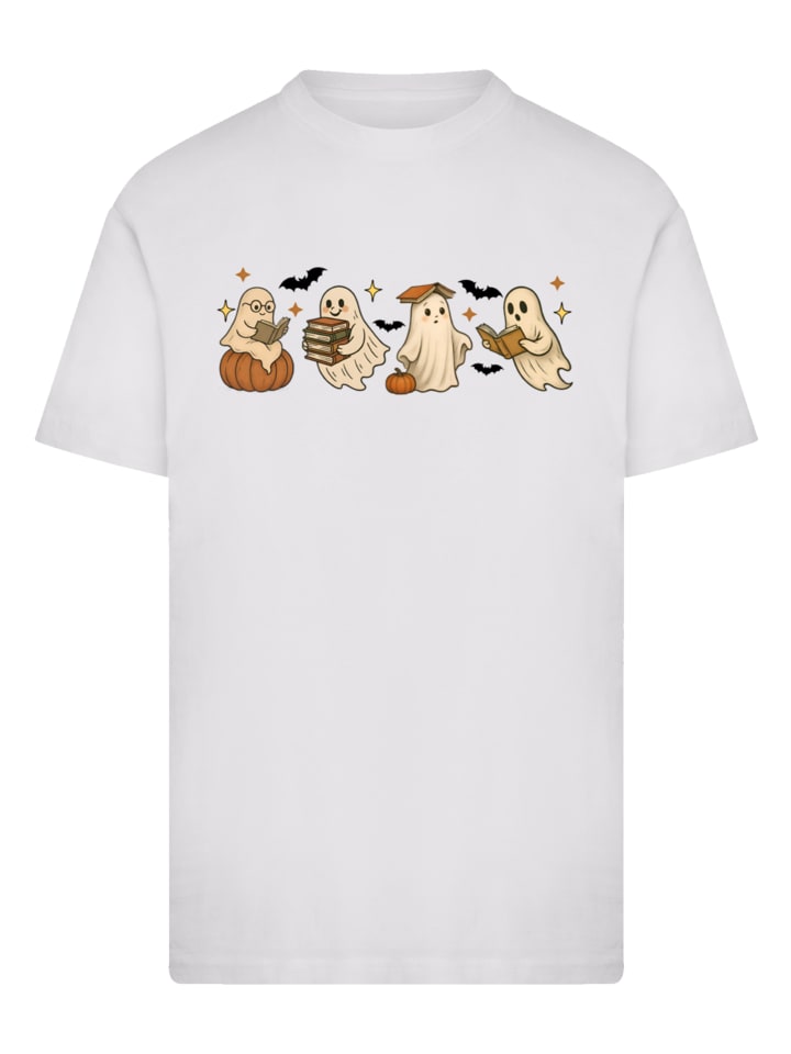 

F4NT4STIC Футболка на Хэллоуин с изображением призрака и милой книги, белая, Белый, F4NT4STIC Футболка на Хэллоуин с изображением призрака и милой книги, белая