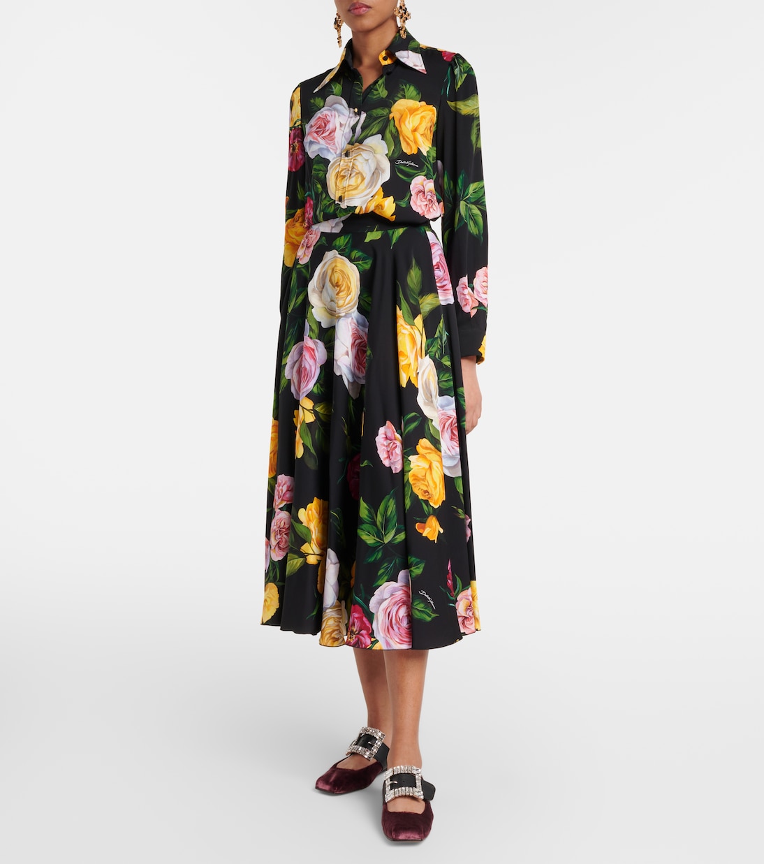 Расшитые бархатные балетки с кожаной отделкой Dolce&Gabbana, Vinaccia/Nero — фото 3
