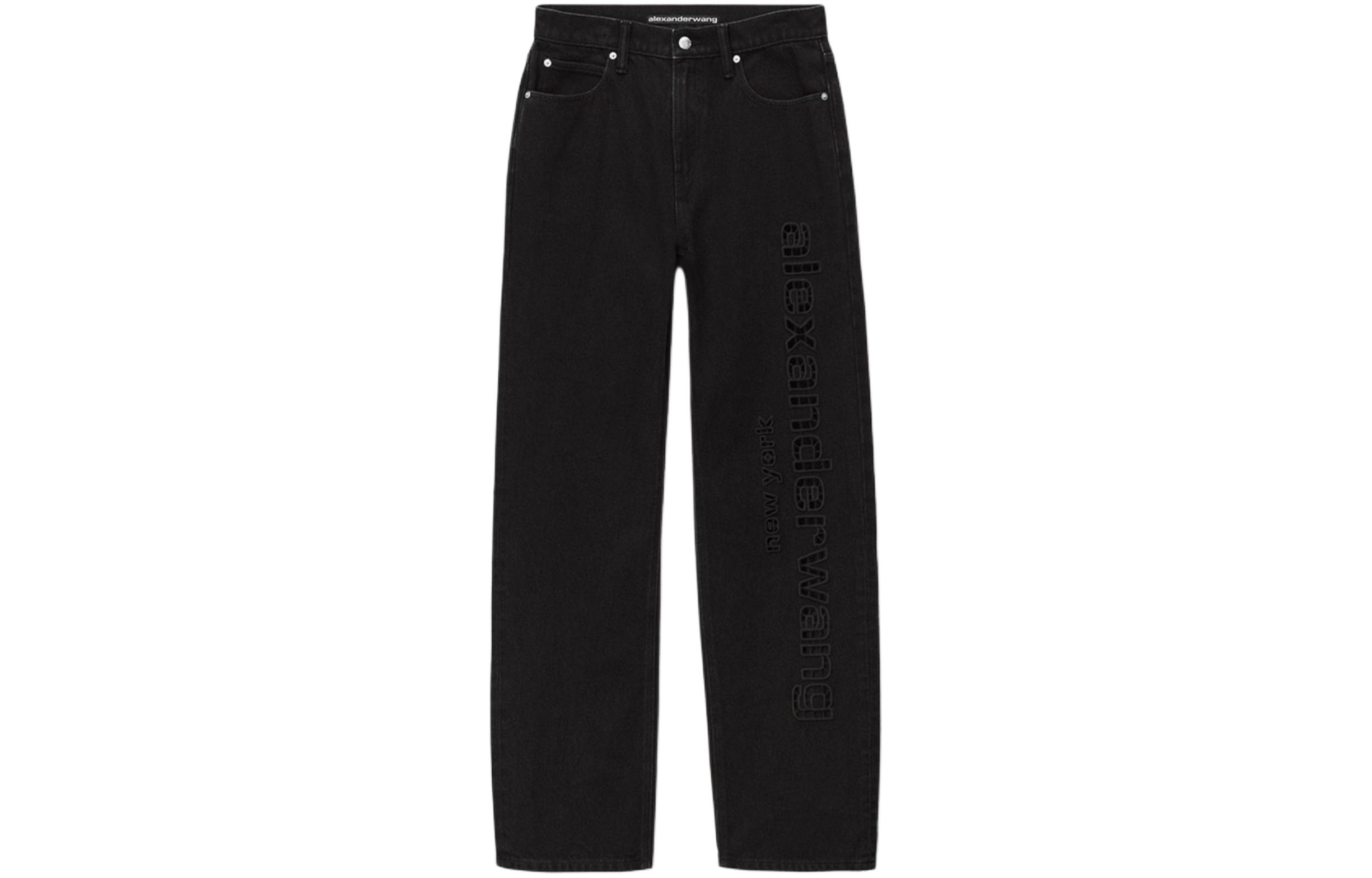 Прямые джинсы с вышивкой ez Alexander Wang, черный
