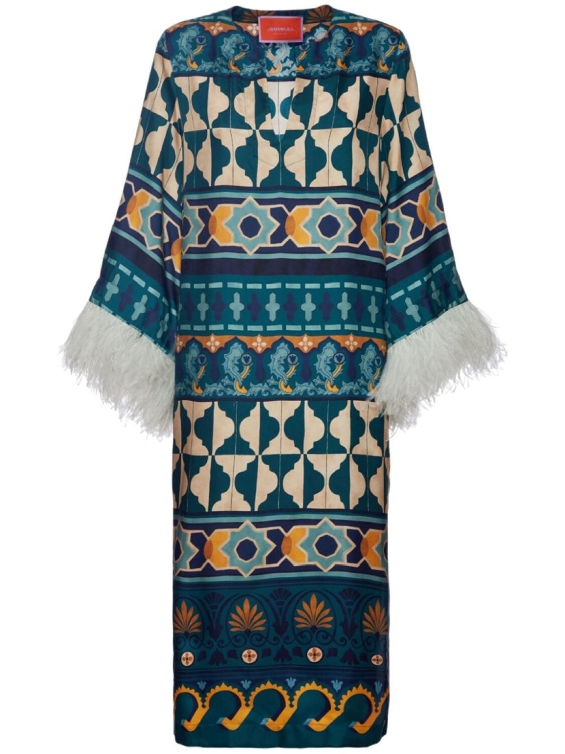 

La DoubleJ платье The Kaftan с перьями, синий