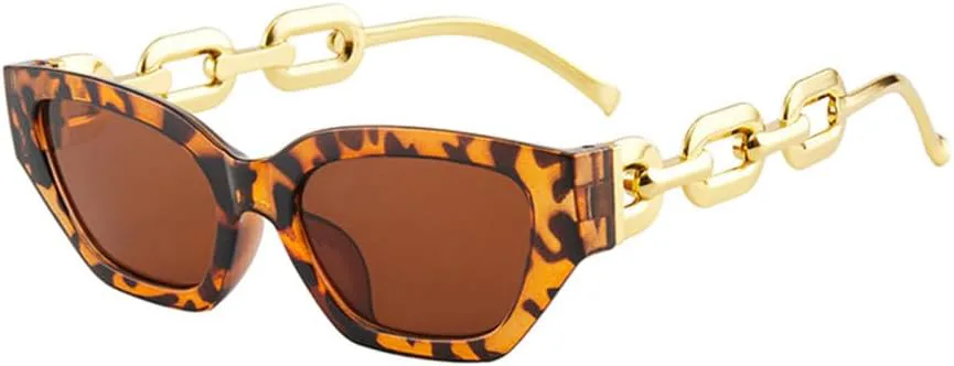 

Винтажные солнцезащитные очки «кошачий глаз» для женщин, модный тренд, маленькие очки с металлической цепочкой, элегантные очки, модные черные очки TYUVIVO, Bao-brown