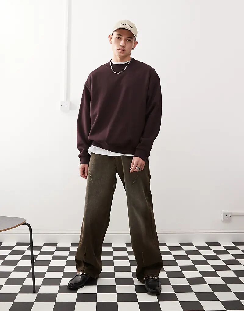 

Толстовка oversize из плотного джерси бордового цвета Weekday