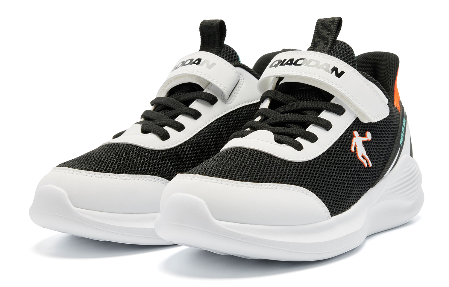 QIAODAN Антискользящие износостойкие низкие детские беговые кроссовки Black Orange — фото 4