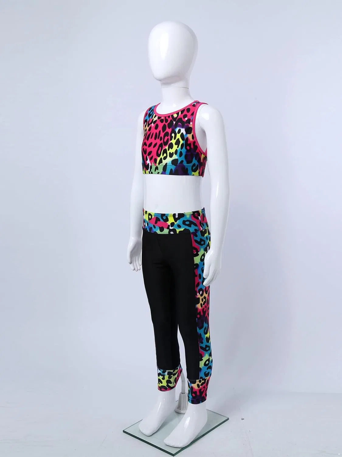 Детский спортивный костюм из 2 предметов, топ и леггинсы, VernLan, Leopard — фото 4