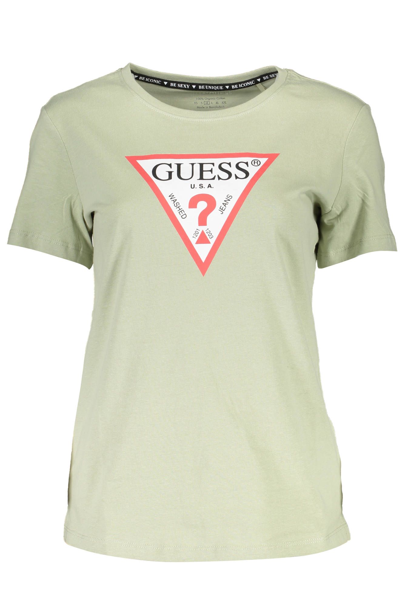 

Зеленая хлопковая женская футболка Guess Shoes