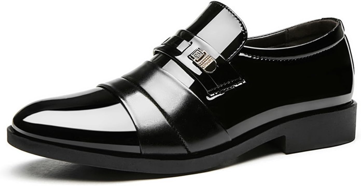 

Мужские классические туфли-слипоны из лаковой кожи, комфортные деловые туфли для мужчин, офисная и формальная обувь Kyoescai, черный