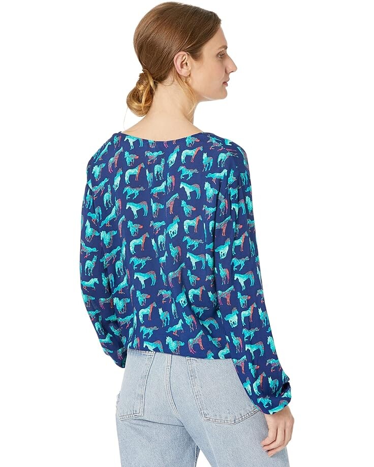

Блуза Roper Wild Horse Print Long Sleeve Blouse, синий