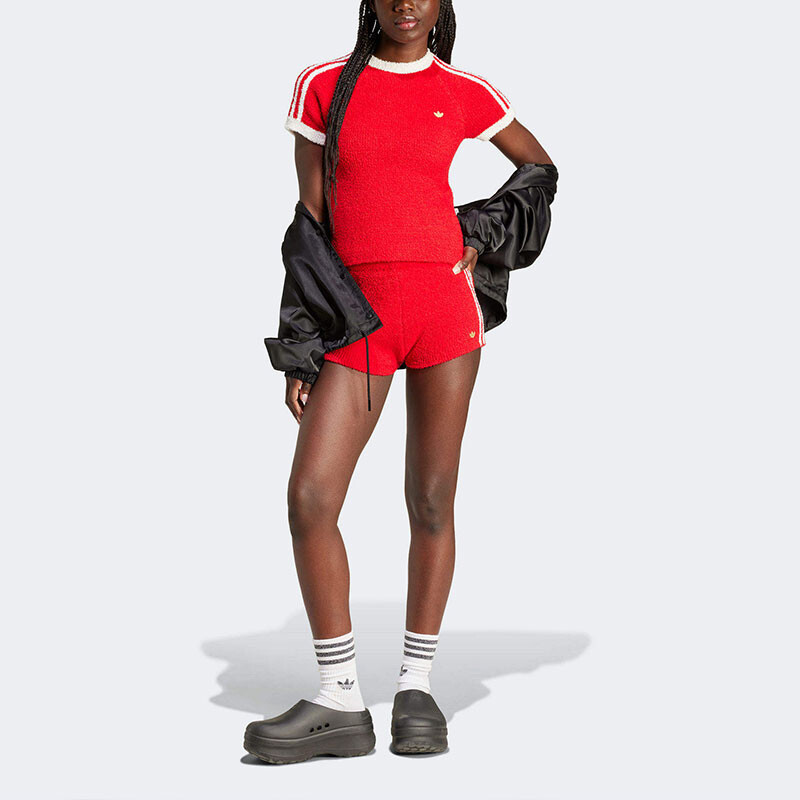 Повседневные шорты женские красные Adidas Originals — фото 2