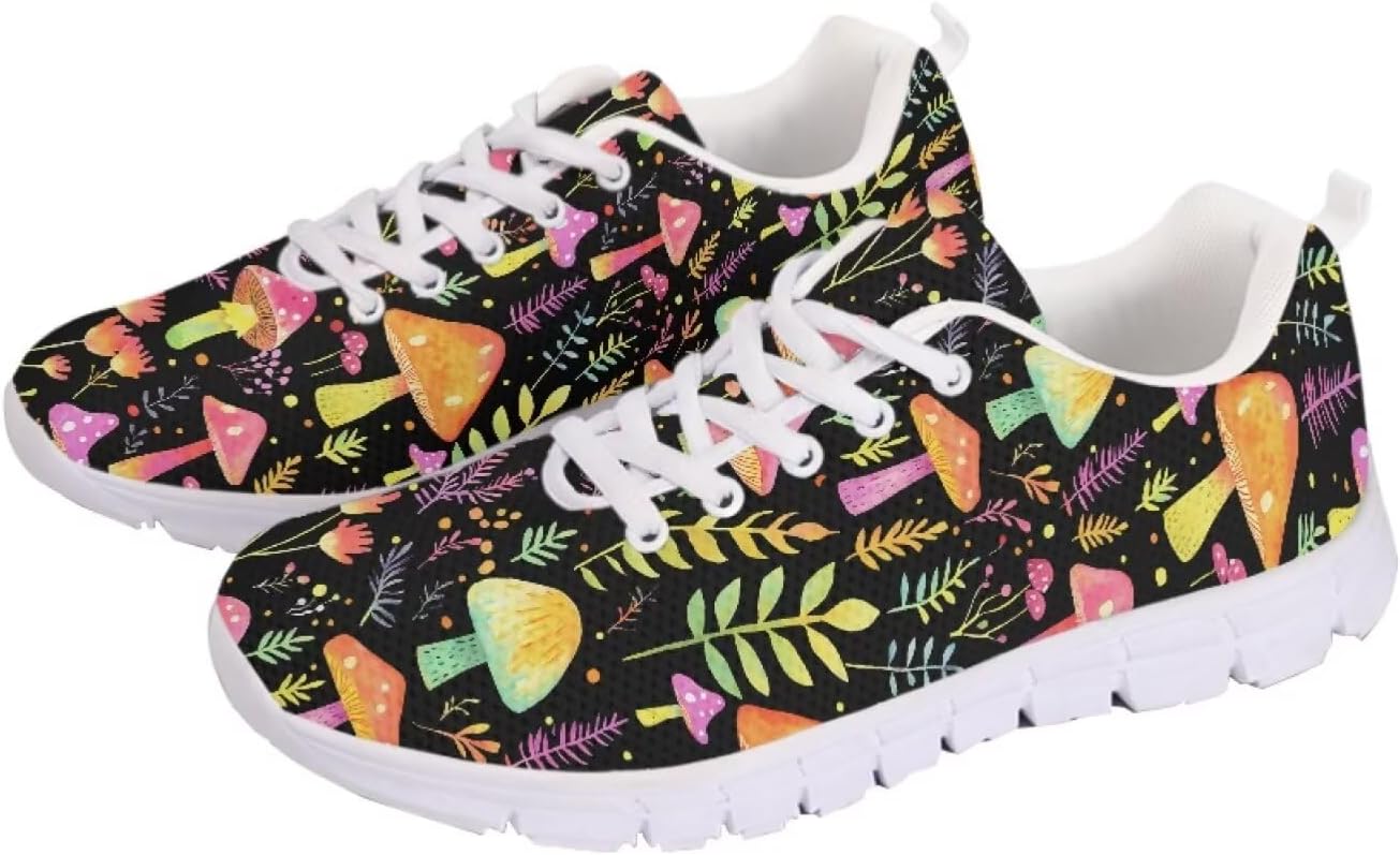 

Кроссовки с американским флагом для прогулок, кроссовки на 4 июля, повседневные беговые кроссовки для фитнеса на День независимости Getelinseng, Rainbow Mushroom Print