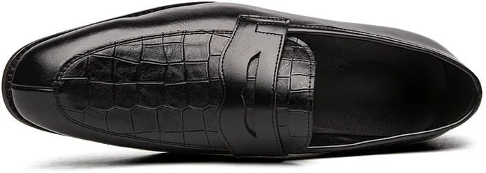 

Мужские лоферы Santimon Mens Penny с тиснением под аллигатора, деловые формальные туфли-слипоны, черный
