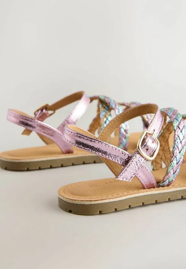 Сандалии с плетеными ремешками стандартного кроя Next, Pastel Metallic — фото 4