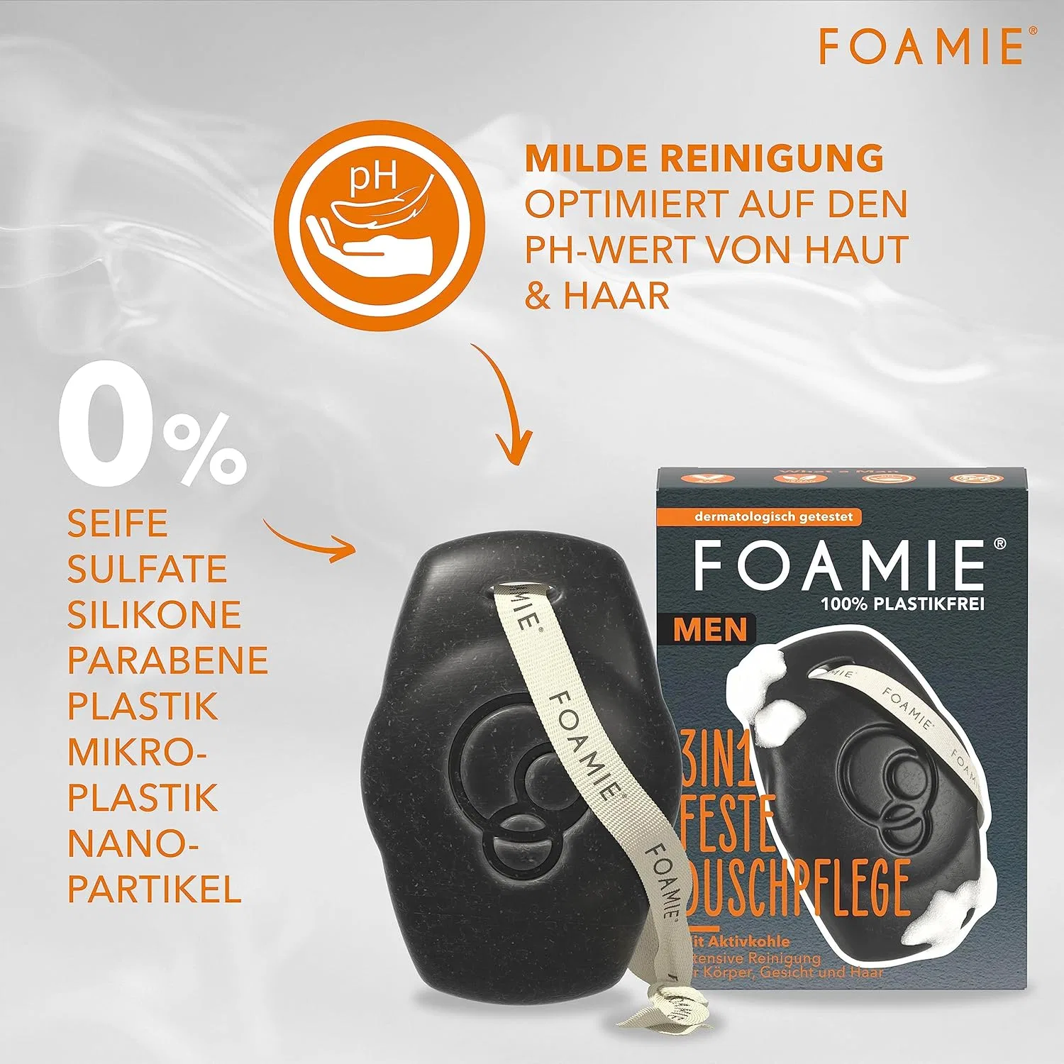 Твердый гель для душа и шампунь «3-в-1» от Foamie Men Foamie — фото 3