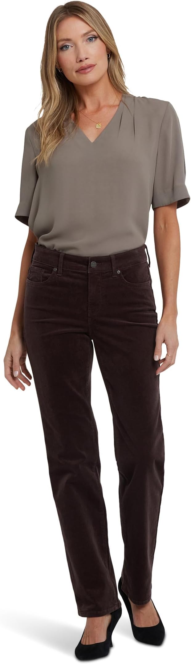 

Джинсы NYDJ Petite Marilyn Straight Corduroy Pants in Bitter Chocolate, цвет Bitter Chocolate
