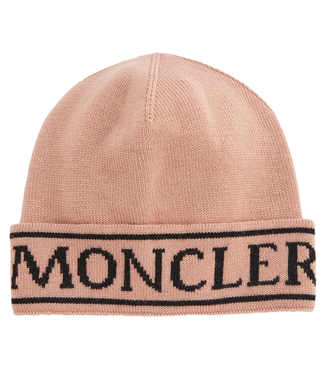 

Шапка-бини из шерсти с логотипом Moncler Enfant, розовый