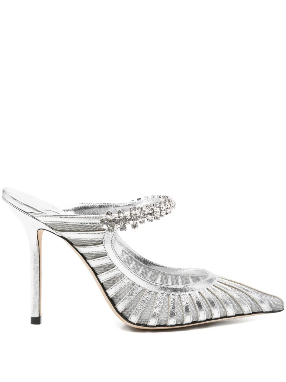 100-миллиметровые туфли Bing с кристаллами JIMMY CHOO, серебряный