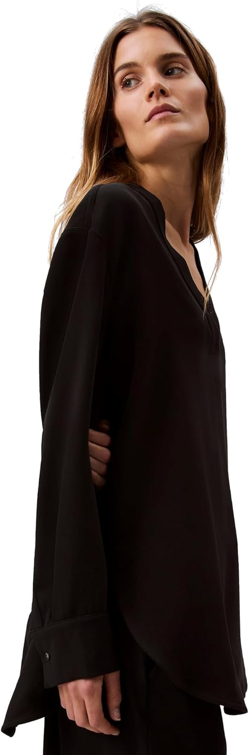 Женская свободная блузка Calvin Klein с V-образным вырезом, Black — фото 2