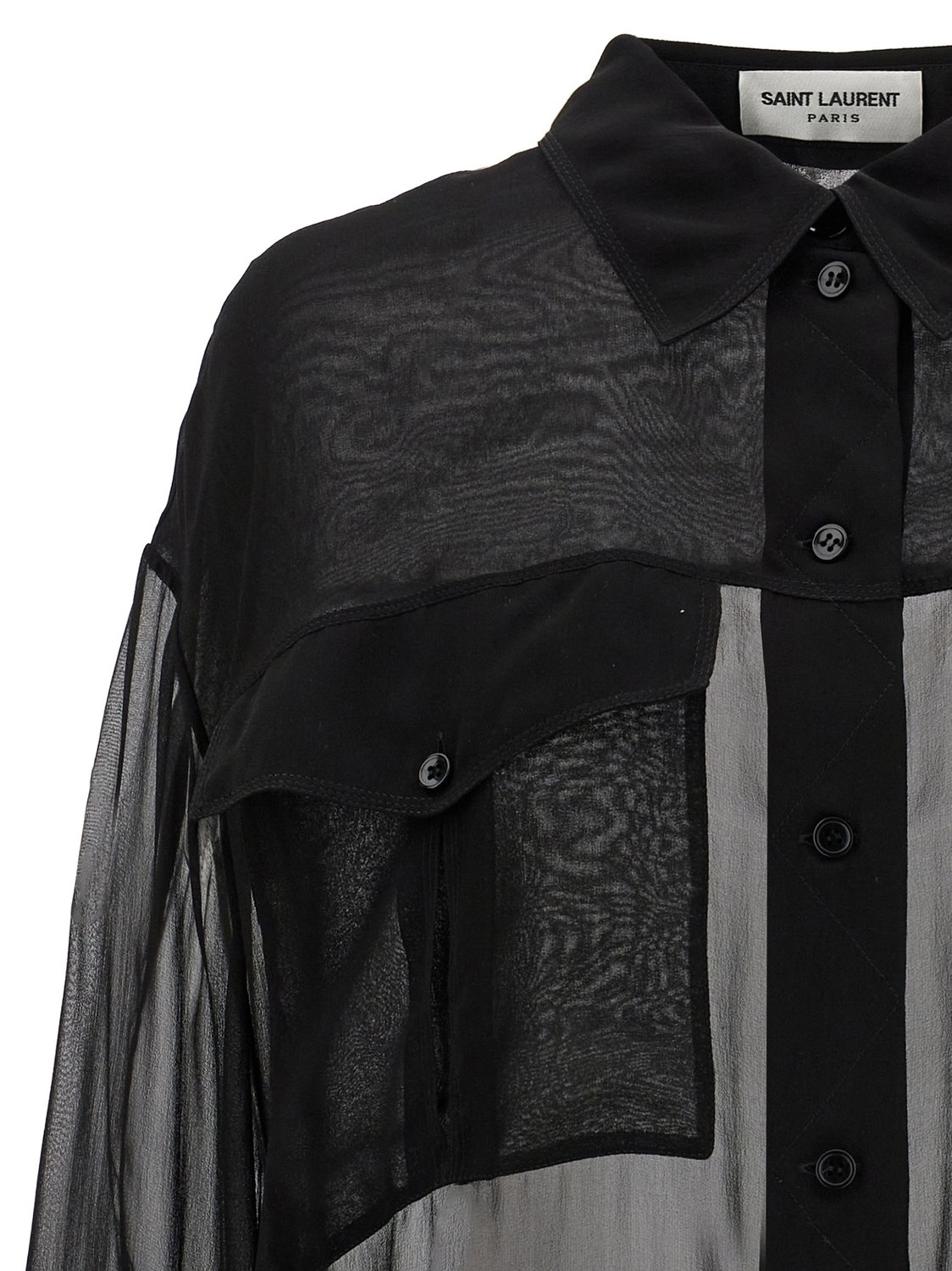Рубашка из шелкового муслина SAINT LAURENT, черный — фото 3