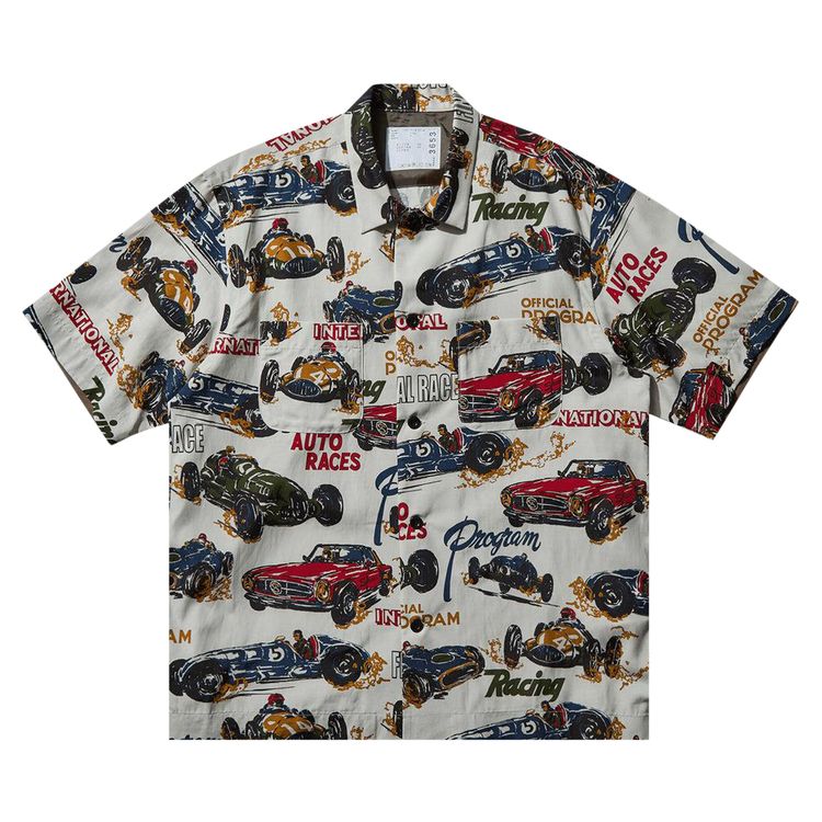 

Рубашка Sacai Tropical Print Shirt 'Ivory', белый