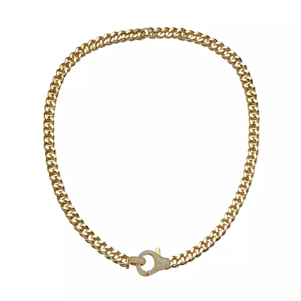 

Стильное колье-цепочка панцирного плетения с покрытием из белого золота Rachel Glauber, gold