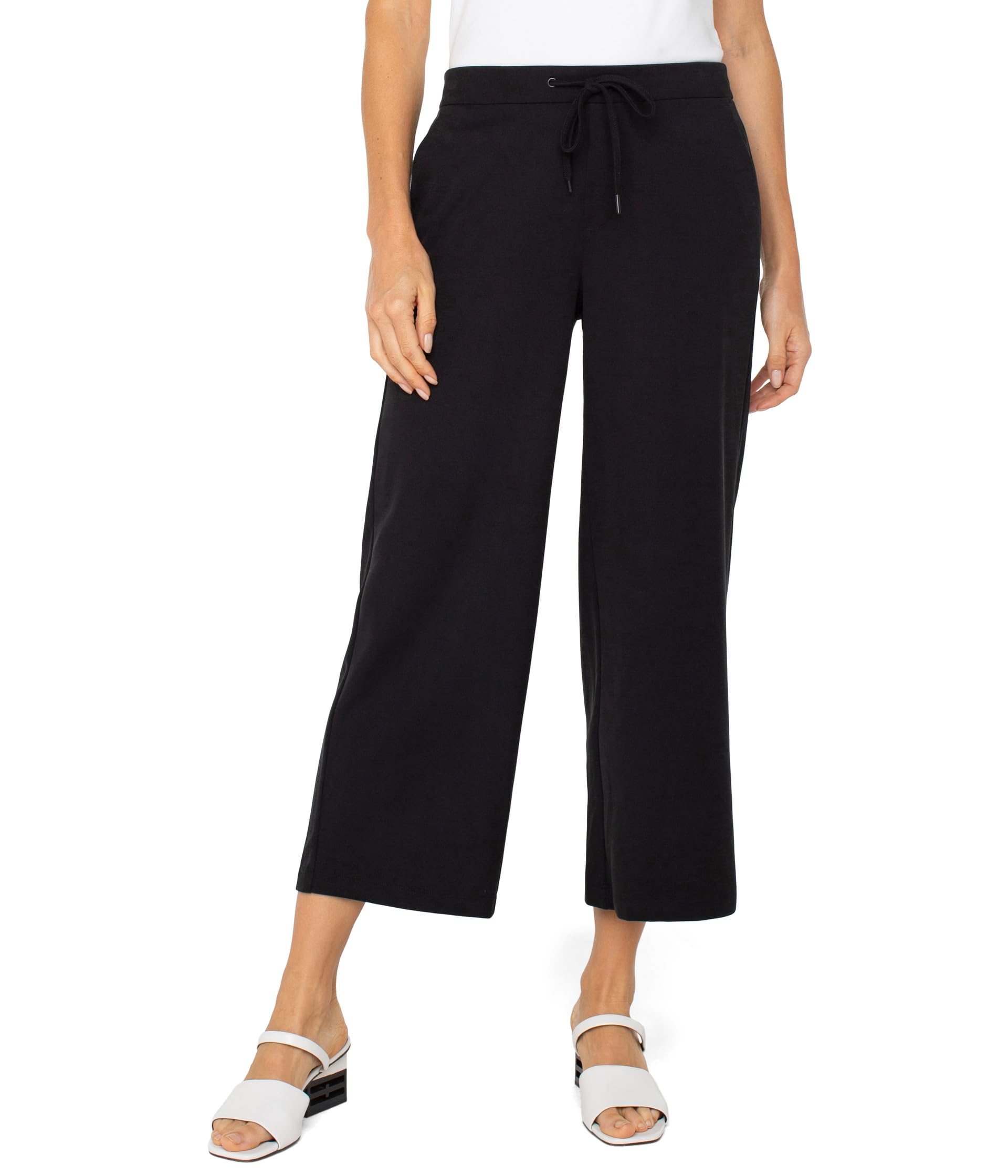 

Брюки Liverpool Los Angeles Pull On Wide Leg Crop Trousers, черный