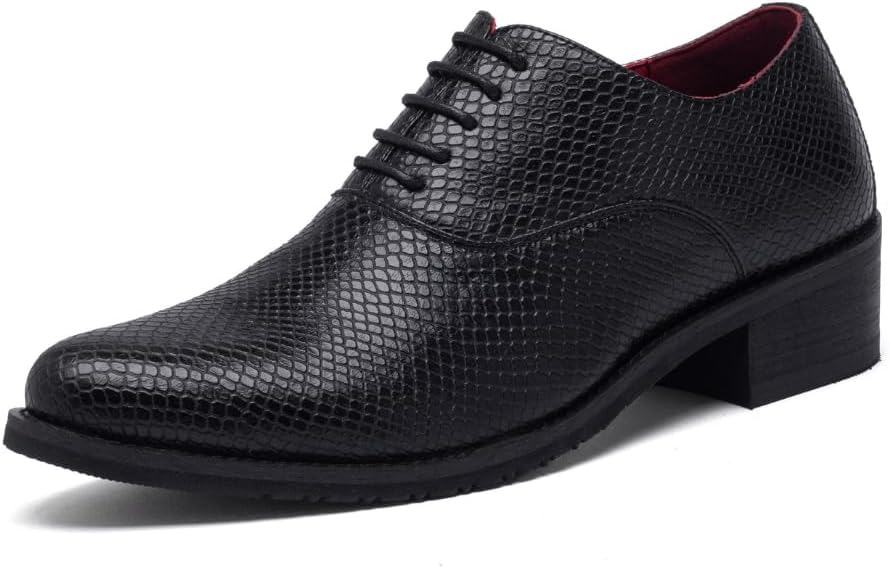 

Мужские классические оксфорды - реалистичный узор под змеиную кожу, удобные в носке, комфортные и не утомляют ноги Hawecobo, черный