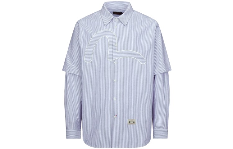 

Рубашка мужская темно-синяя в белую полоску Evisu, цвет Dark blue white stripes