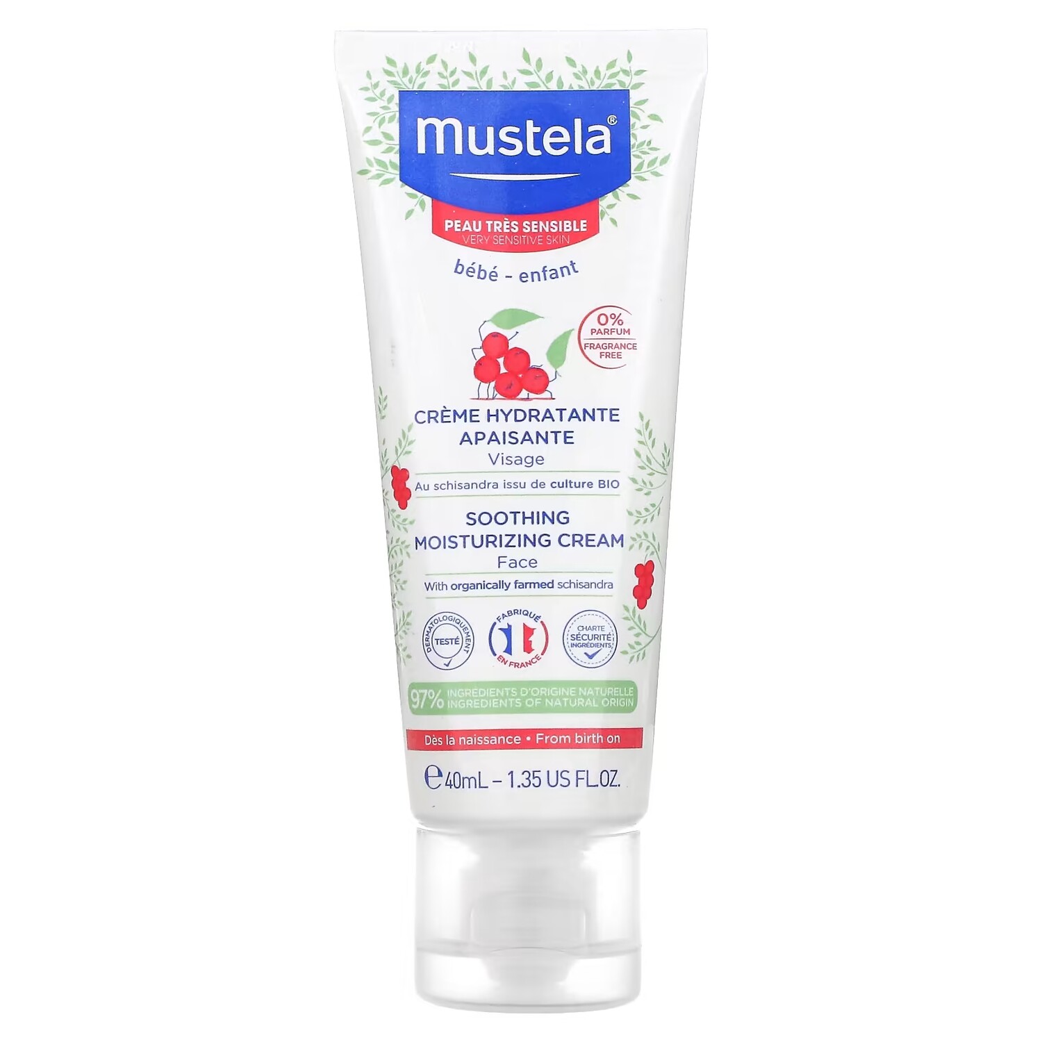 Mustela Успокаивающий увлажняющий крем для лица с ароматом лимонника, 1,35 жидких унции (40 мл) — фото 3