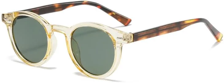 

Ретро круглые солнцезащитные очки для женщин, классическая черепаховая оправа, защита от УФ-излучения, легкие, в винтажном стиле, модные очки Generic, Yellow