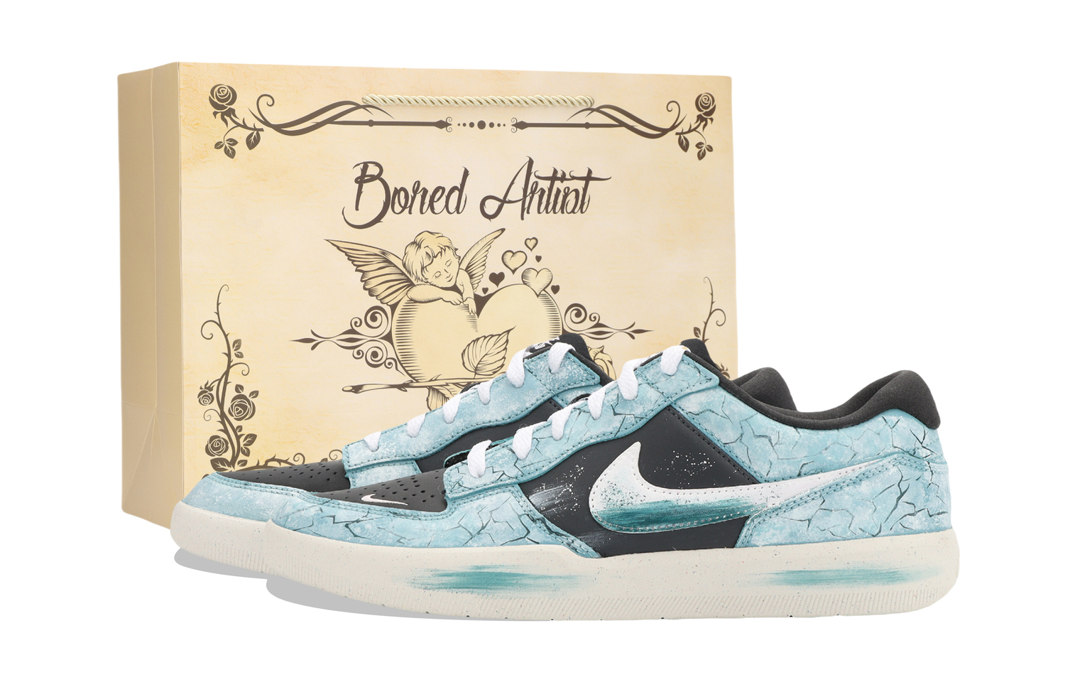 

SB Force 58 River Kissed Moon Box устойчивые к истиранию низкие скейтбордские кроссовки Unisex черно-зеленые Nike, мультиколор