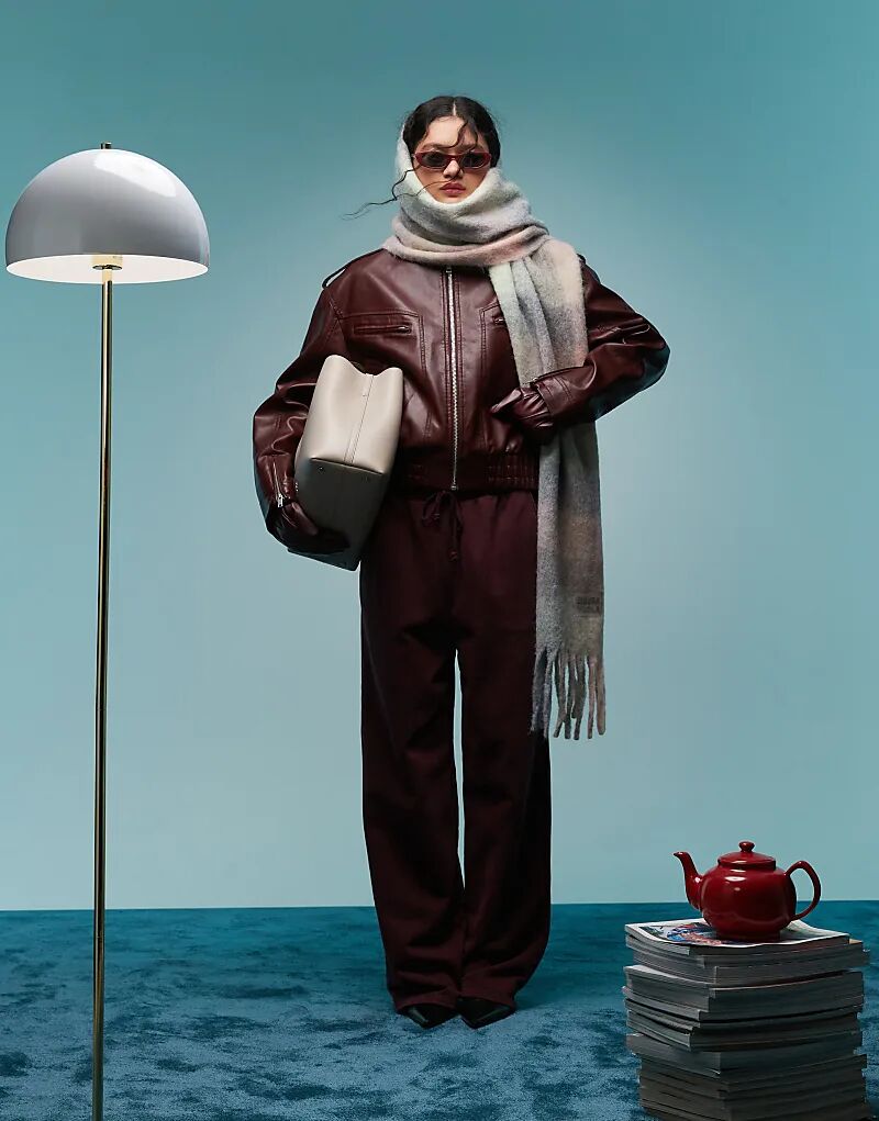 

BIMBA Y LOLA – Длинный шарф с бахромой и клетчатым узором в пастельных тонах