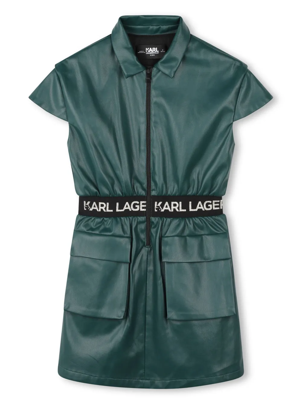 

Платье с рукавами кап и вышитым логотипом KARL LAGERFELD KIDS, зеленый