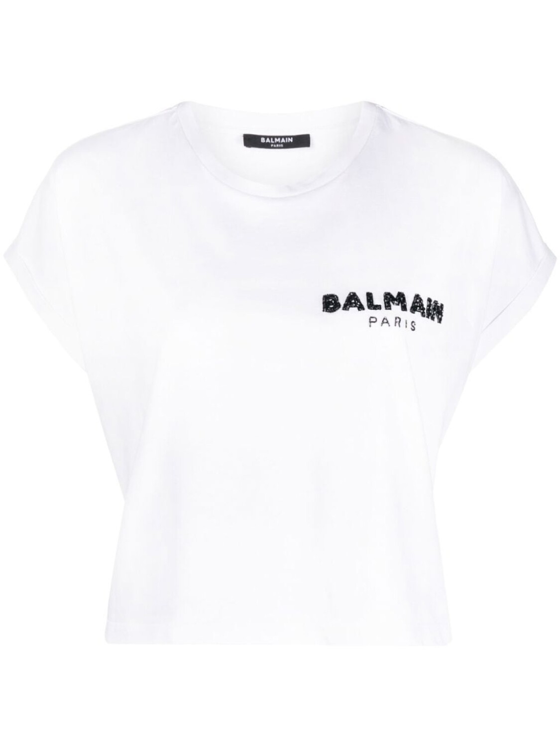 

Футболка с логотипом из пайеток Balmain, белый